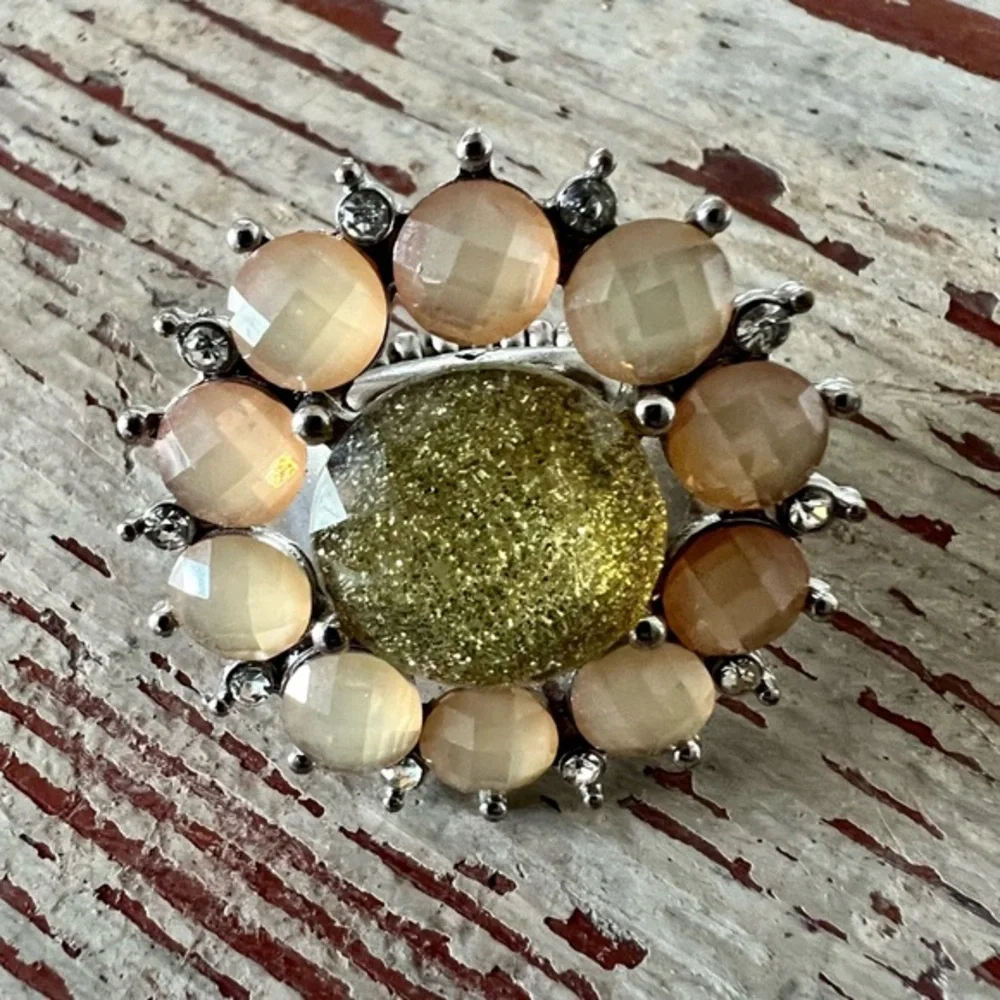 Pink and Gold Flower Stretch Ring